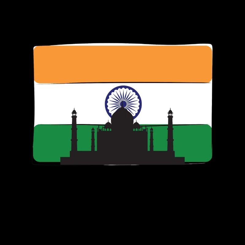Drapeau de l’Inde Taj Mahal Palace Mausolée Asie du Sud