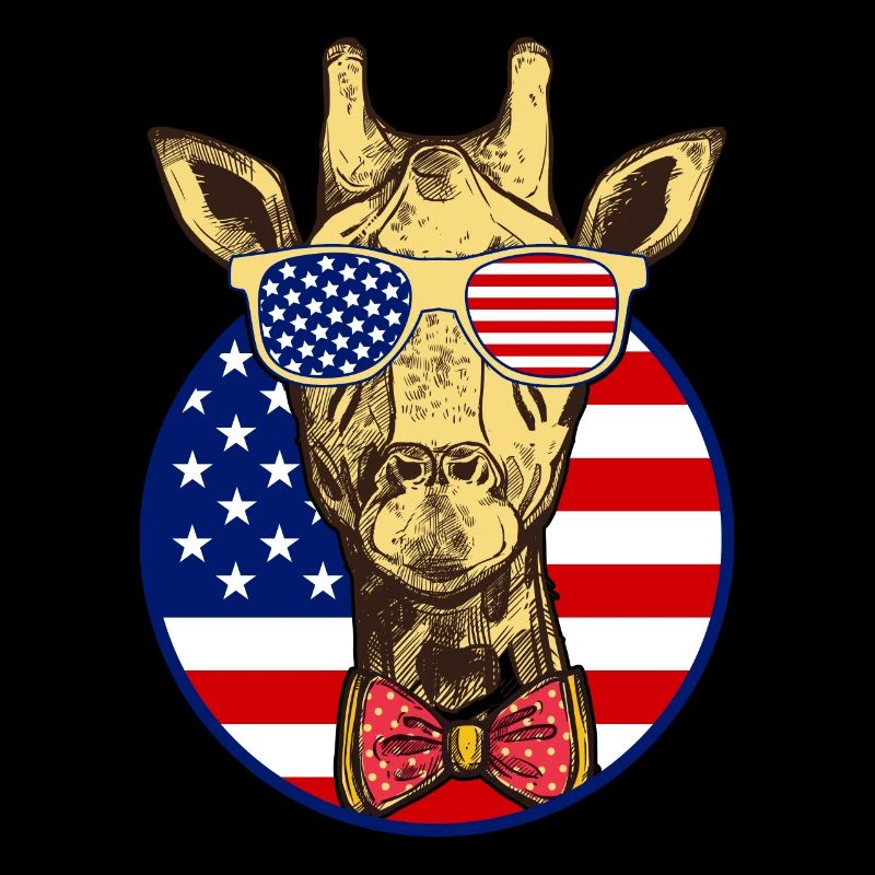 Girafe Drapeau américain Drôle Girafe Drapeau américain