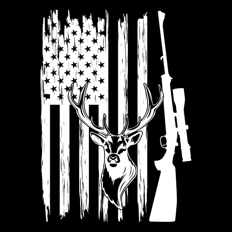 Deer Hunting Deer Head America Flag Hunter