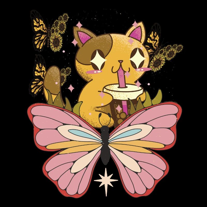 Chat avec papillon tournesol chat mignon