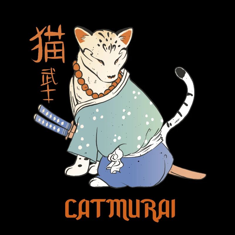 Chat Samouraï Catmurai Guerrier Japonais Drôle