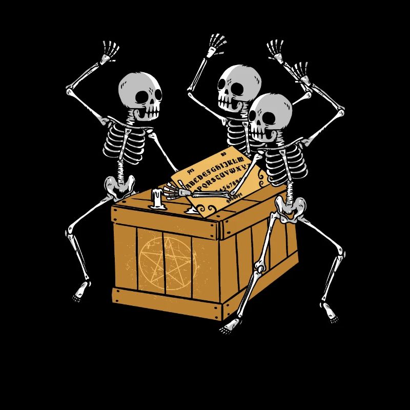 Retro Halloween Skeleton Playing Ouija Horror
