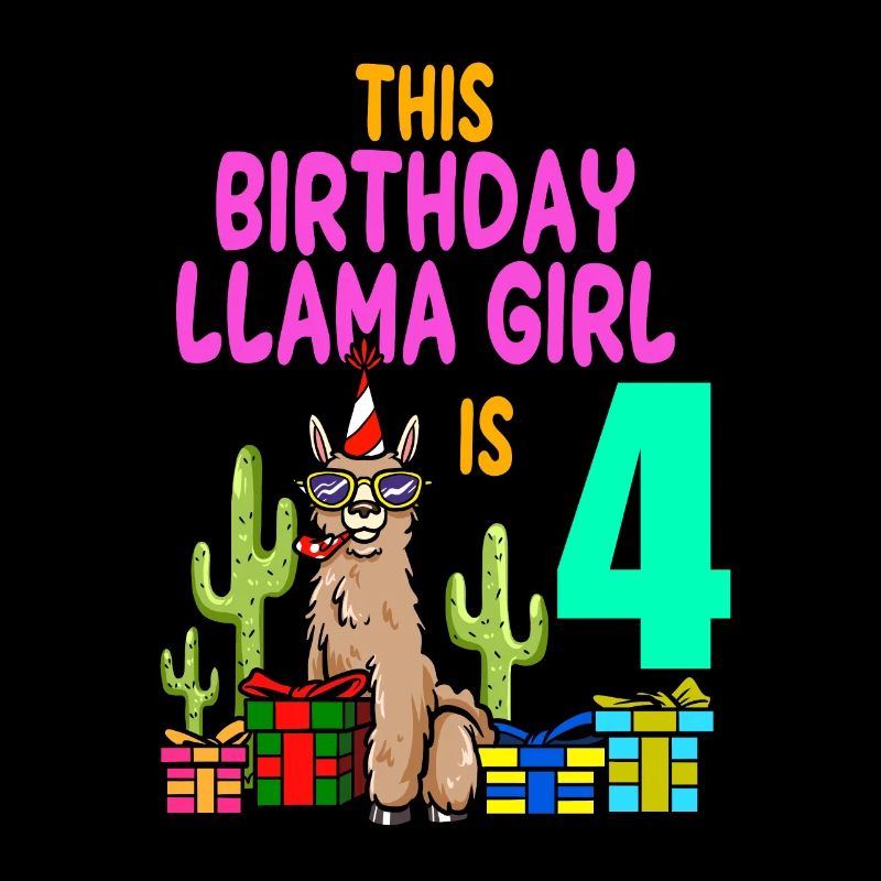 Lama Mädchen 4. Geburtstag Party Alpaka
