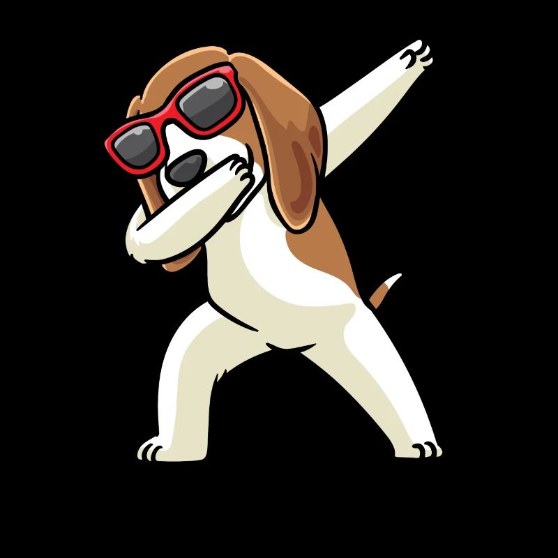 Beagle dog dancing with sunglasses