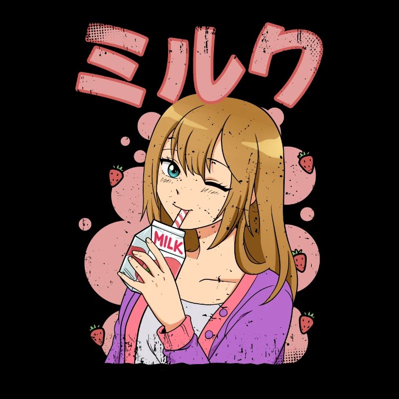 Kawaii Anime Mädchen Erdbeermilch