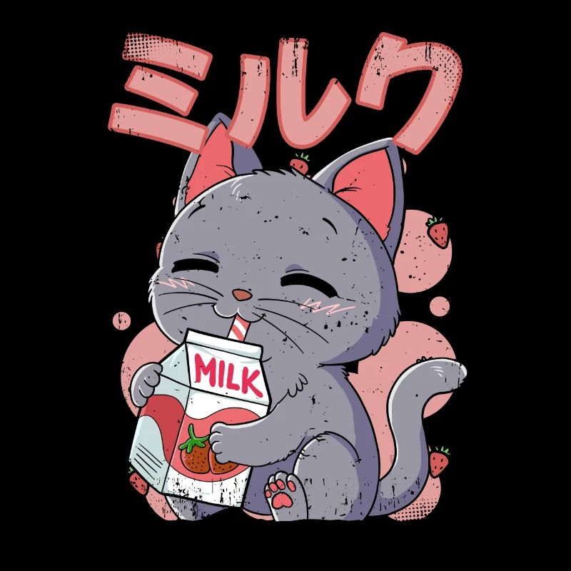 Kawaii Katze Erdbeermilch