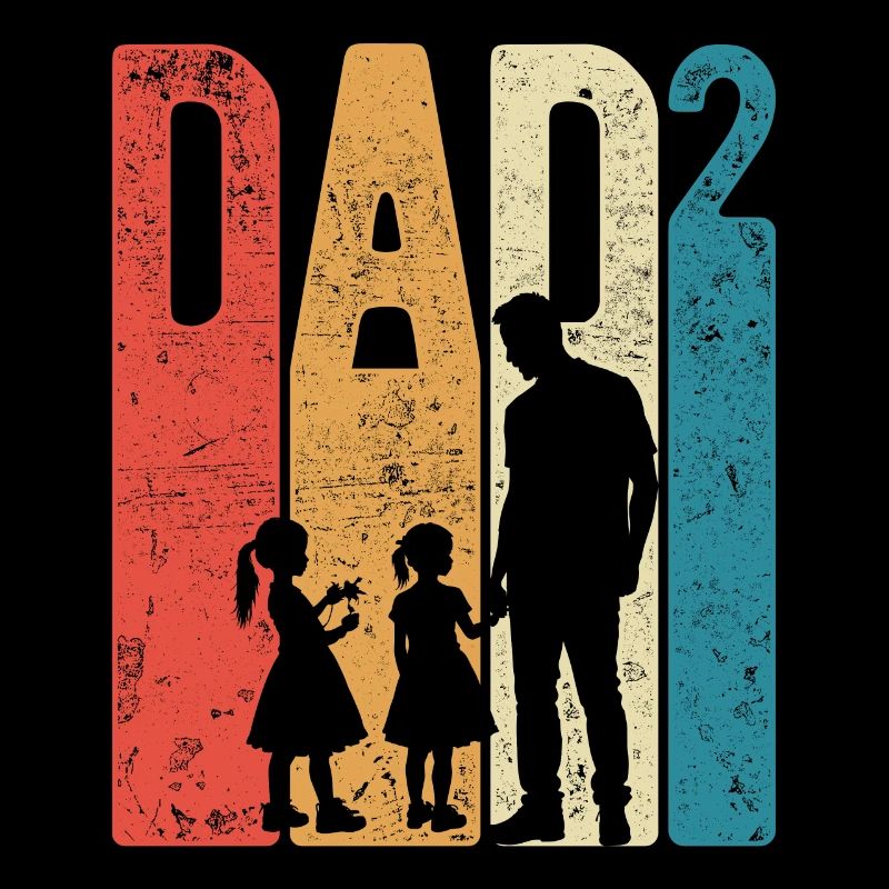Dad Hoch 2 Papa Hoch 2 Kinder Zwei Mädchen Retro