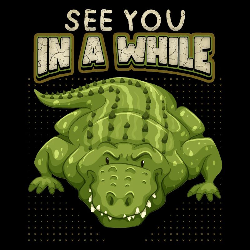 Crocodile disant, à bientôt, comique, jeu de mots
