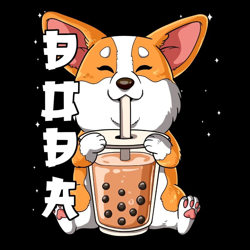 Boba Tea Corgi Chien Bubble Tea