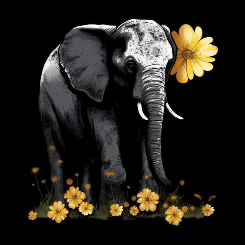Elefant Tier Geschenk Afrika Kunst Blumen