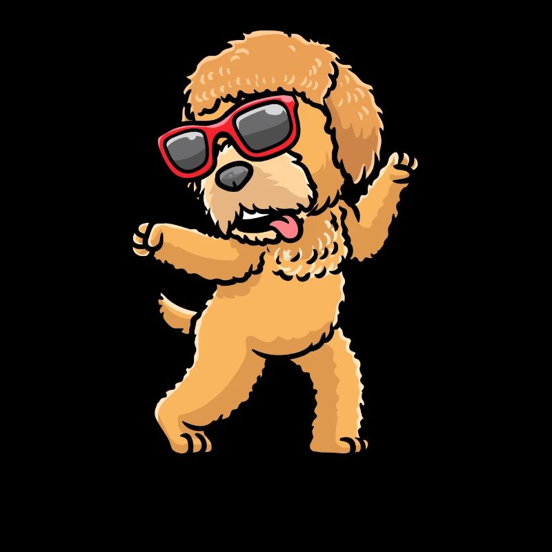 Chien Goldendoodle dansant avec des lunettes de soleil