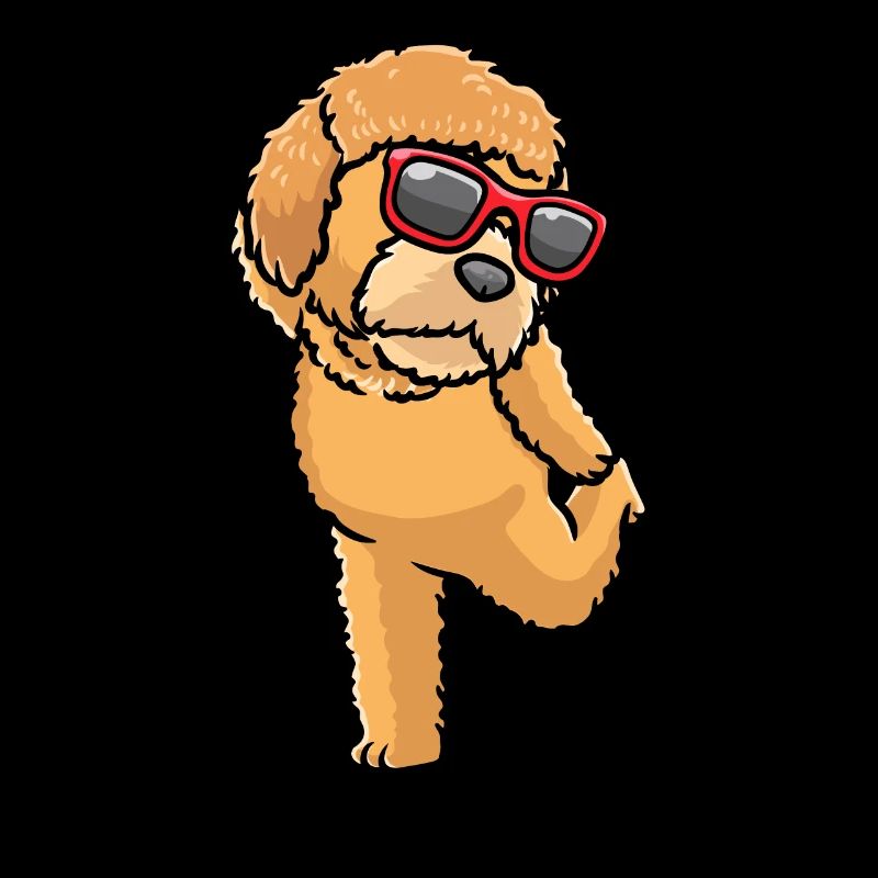 Chien Goldendoodle dansant avec des lunettes de soleil