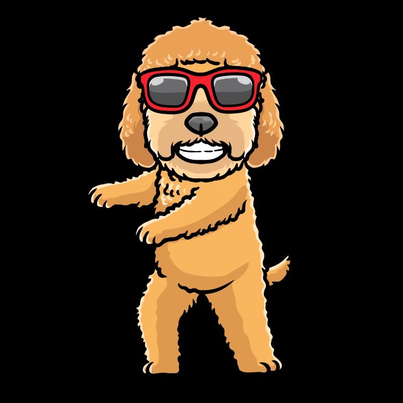 Chien Goldendoodle dansant avec des lunettes de soleil