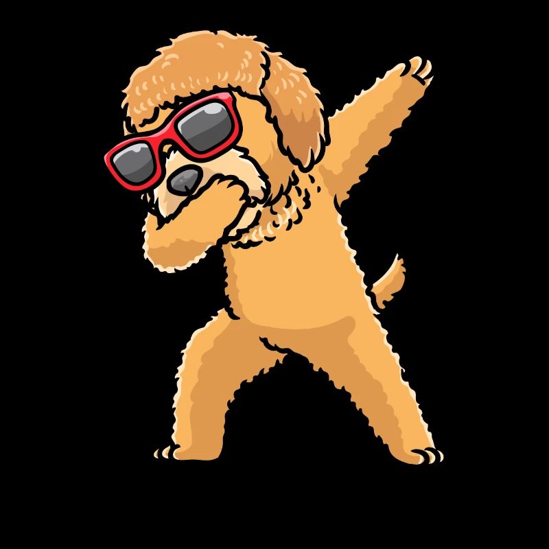 Chien Goldendoodle dansant avec des lunettes de soleil