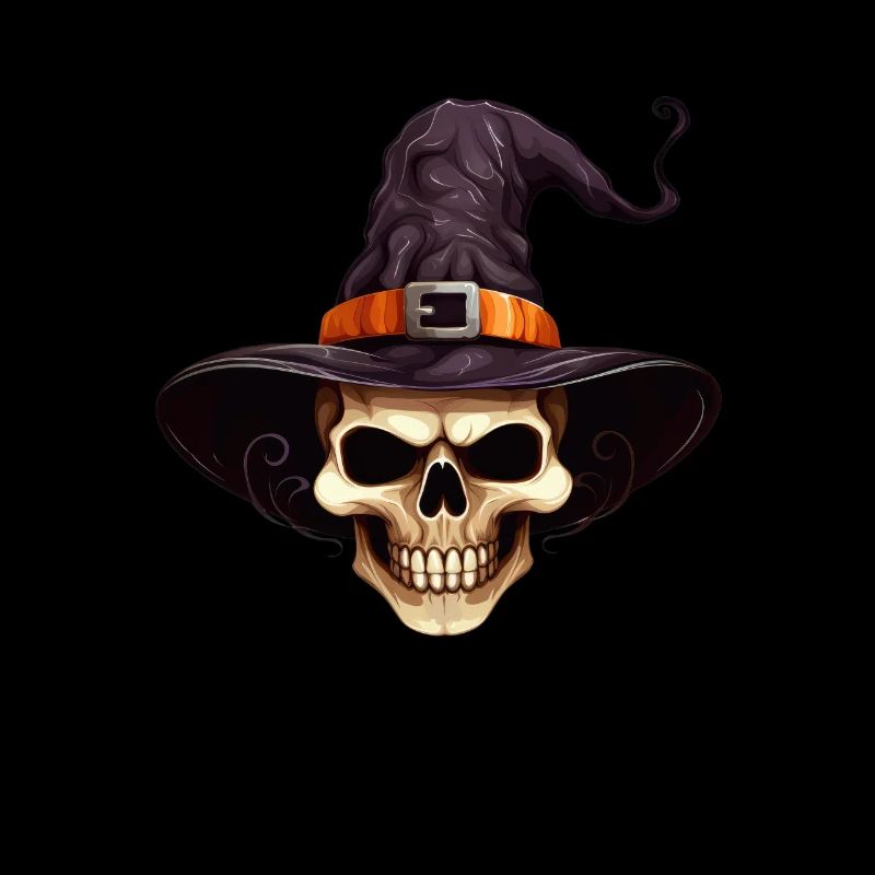 Spooky Halloween: Crâne avec chapeau de sorcière
