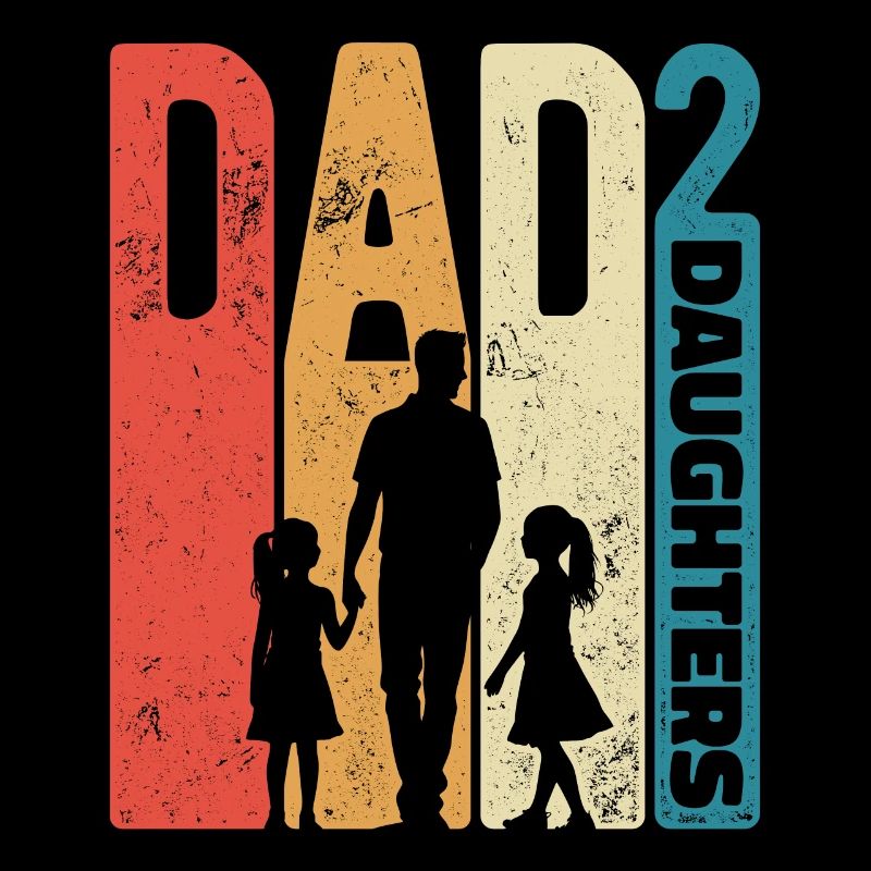 Vatertag Dad Hoch 2 Papa Töchter Retro Geschenk