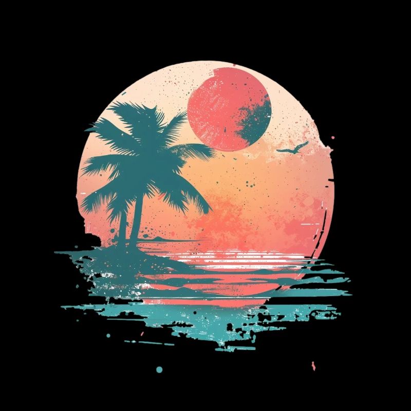 Summer sunset with palm trees