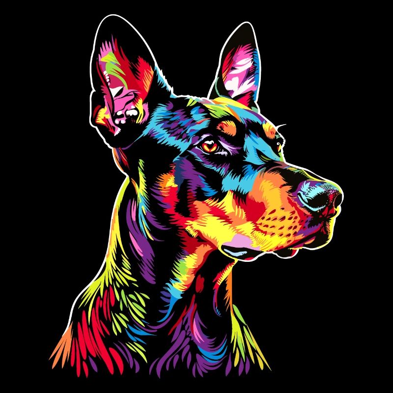 Dobermann Hund Bunte Farben Pop Art Dobermänner