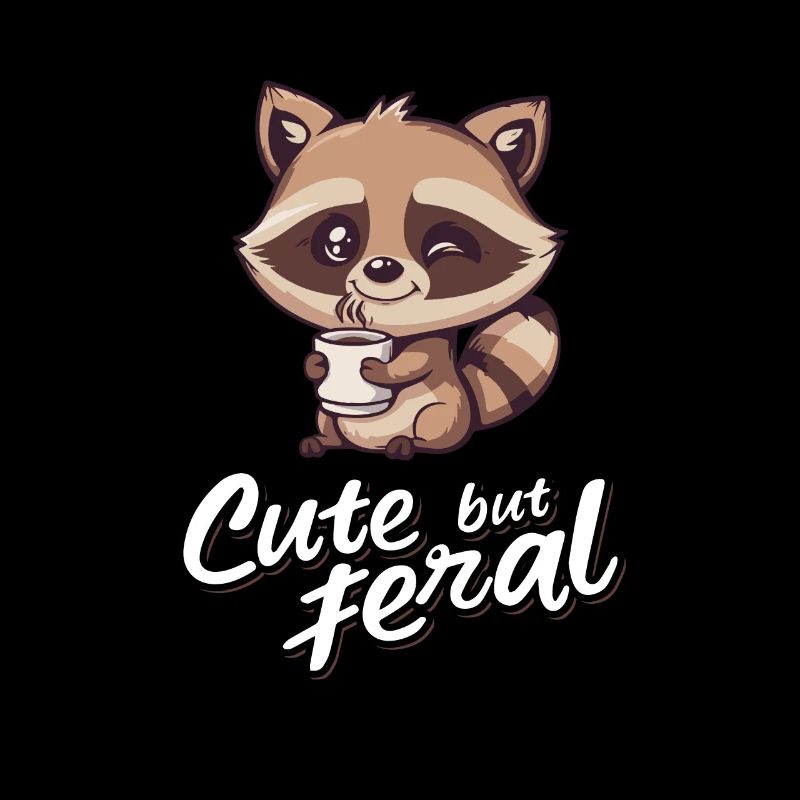 Retro Raccoon Coffee Drinker - Mignon mais sauvage