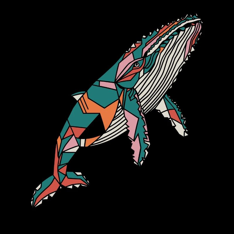 Baleine géométrique colorée Artwork