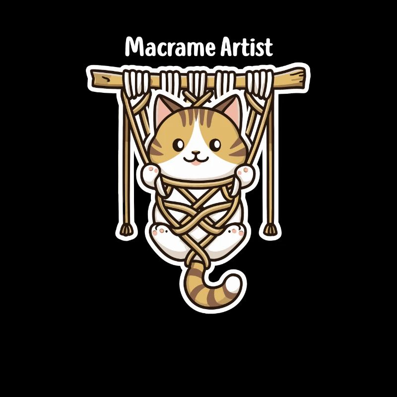 Lustige Makramee Katze Künstler Makramee