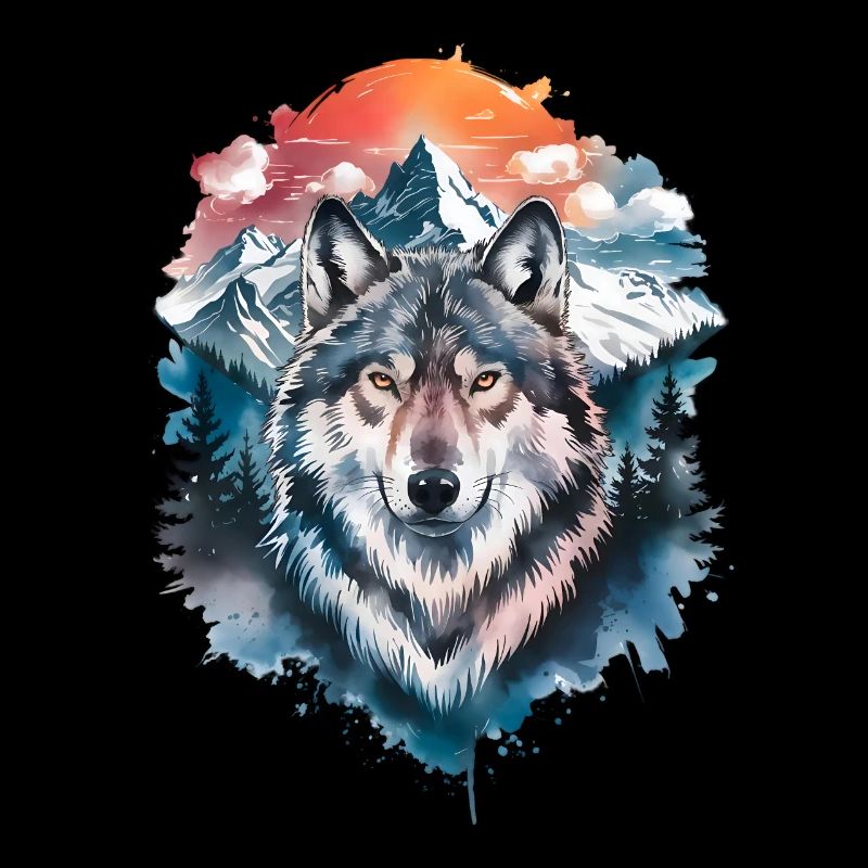 Wolf Wasserfarben Kunst Wölfe Kunstwerk Wolf