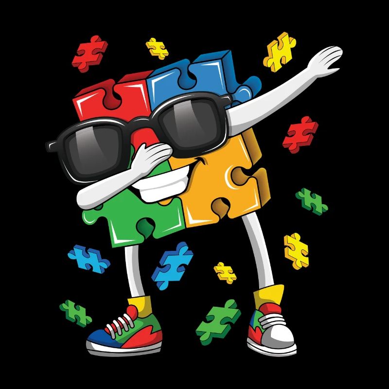 Autismus Puzzle Dabbing Spaßig Bunt