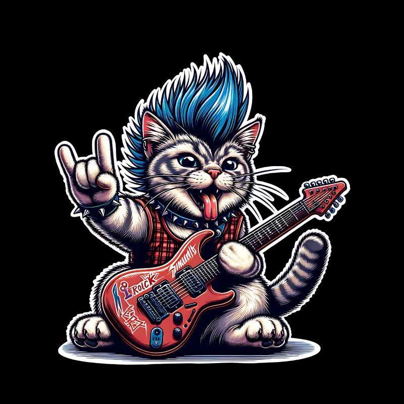 Katze Rock and Roll Gitarrist