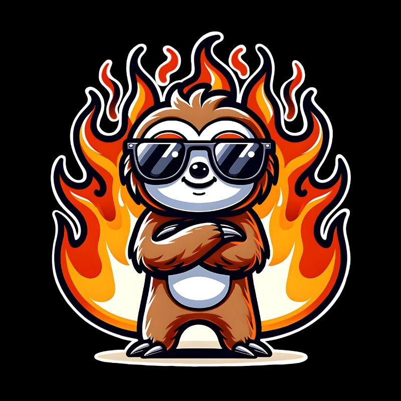 Sloth Cool Flames Fire