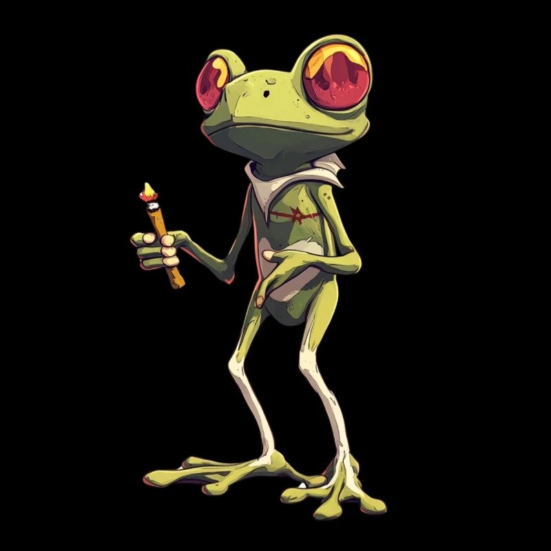 Frog with Joint and Red Eyes - Weed Frog