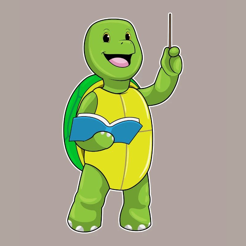 Schildkröte als Lehrer mit Buch & Pointer