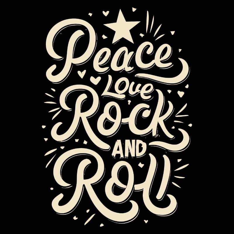 Peace Love Rock And Roll Statement Motto