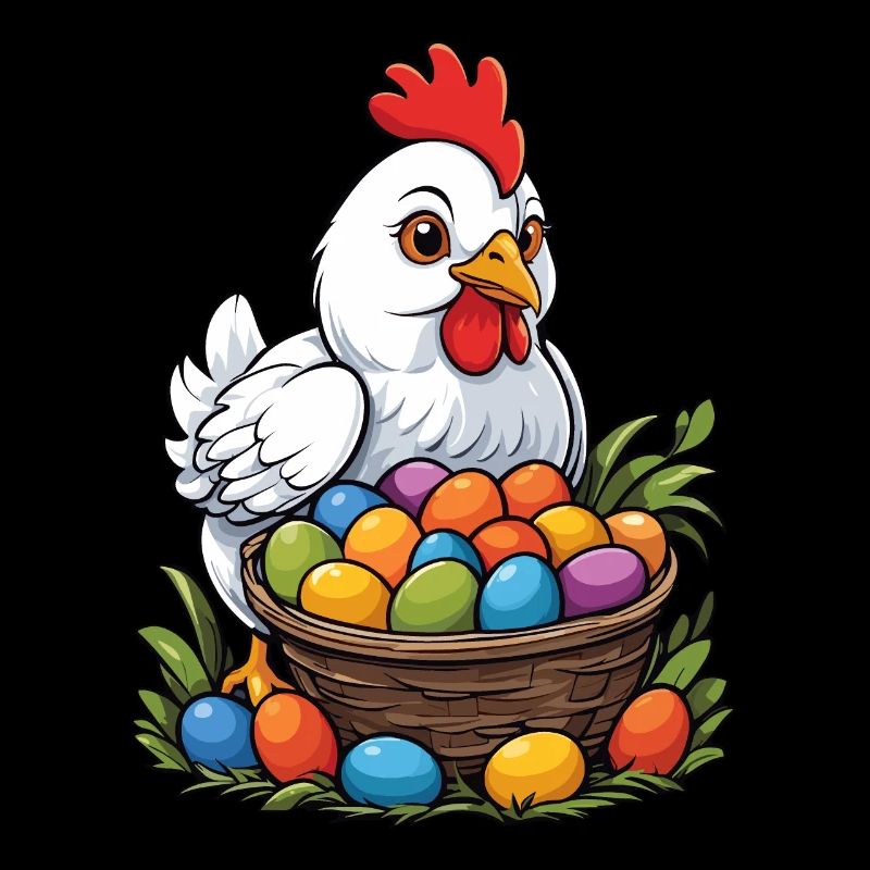 Easter Chicken Colorful Cute Funny Easter Eggs Nest