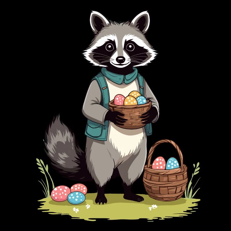 Funny Cute Raccoon Costume Easter Eggs
