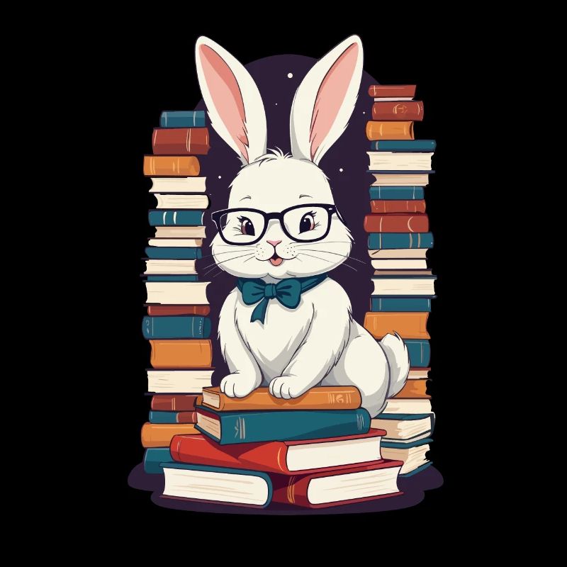 Lapin de lecture Passionné de livres