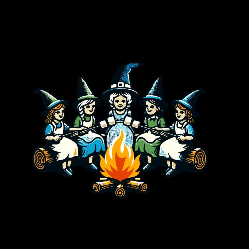 Camping Lagerfeuer Vintage Hexen Design