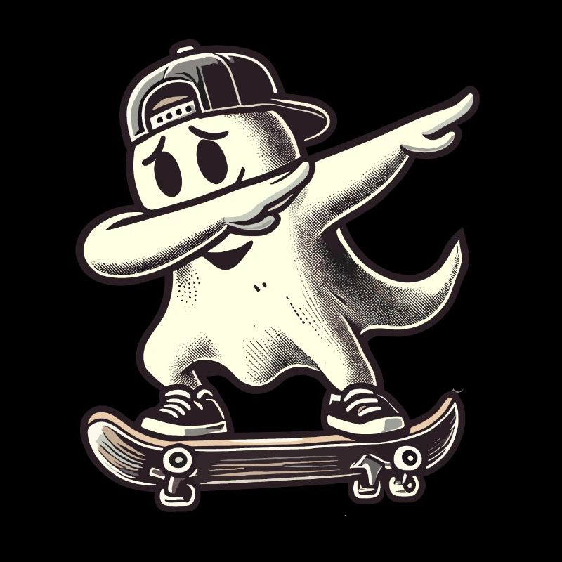 Skateboaring Dabbing Ghost Skateboard Dab