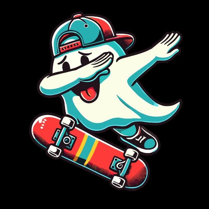 Skateboaring Dabbing Ghost Skateboard Dab