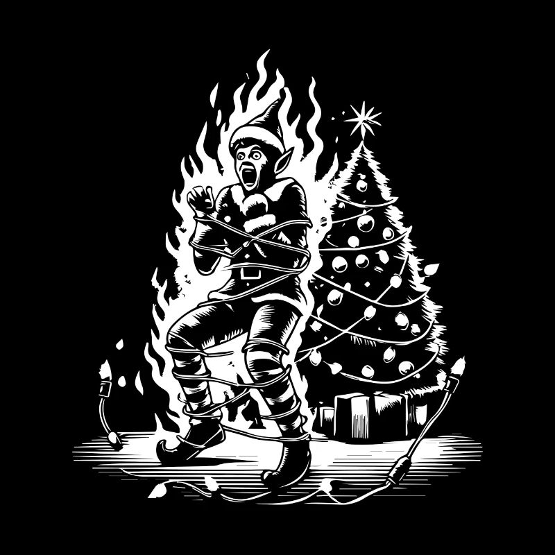 Christmas Elf On Fire With Sarcastic