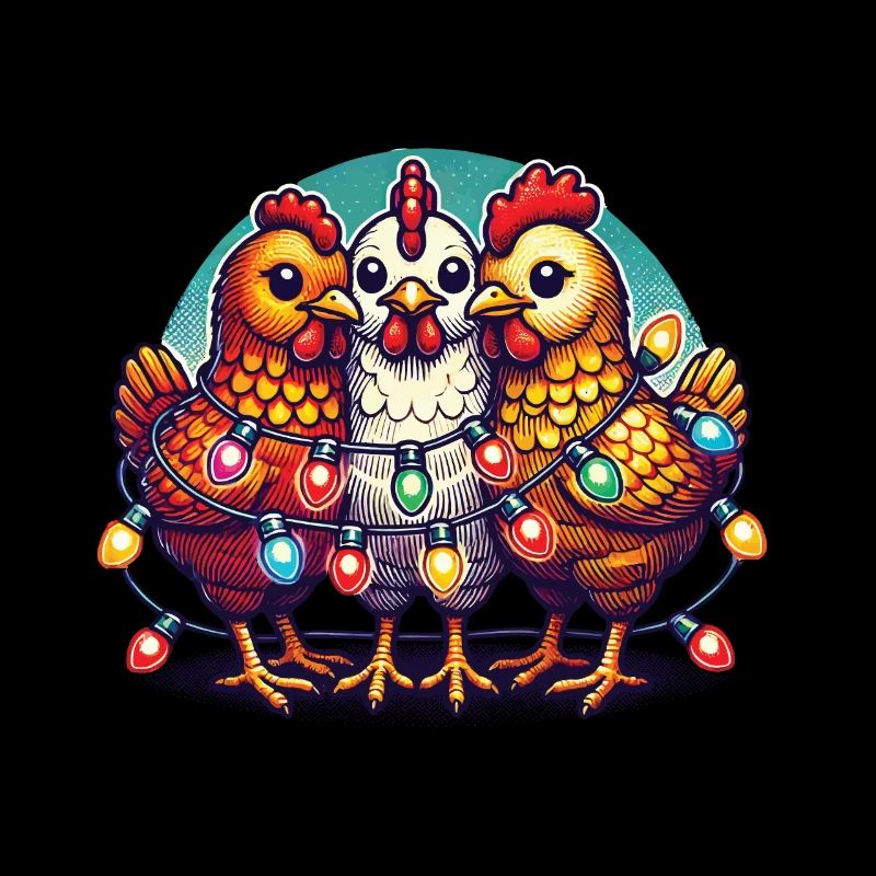 Christmas with funny chickens