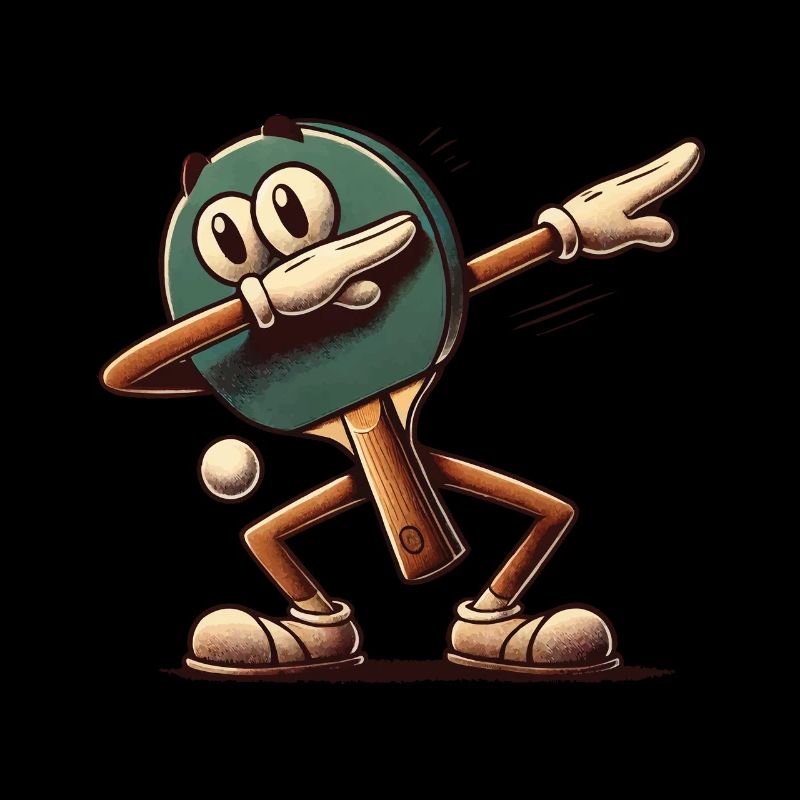 Dabbing Table Tennis Racket Cartoon Funny