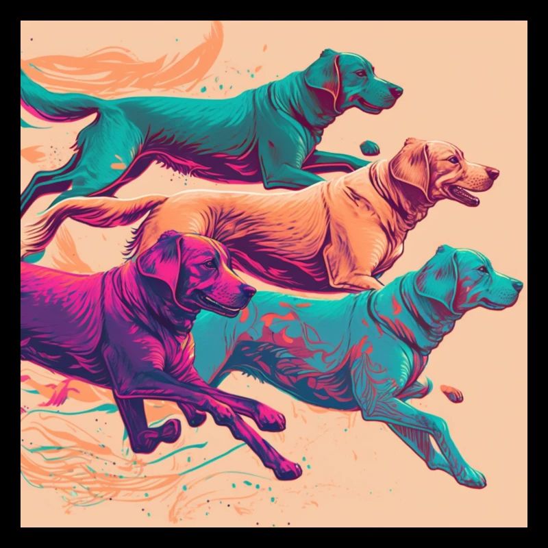 Chiens colorés - Groupe de chiens