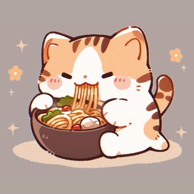 Mème de chat mangeant des spaghettis