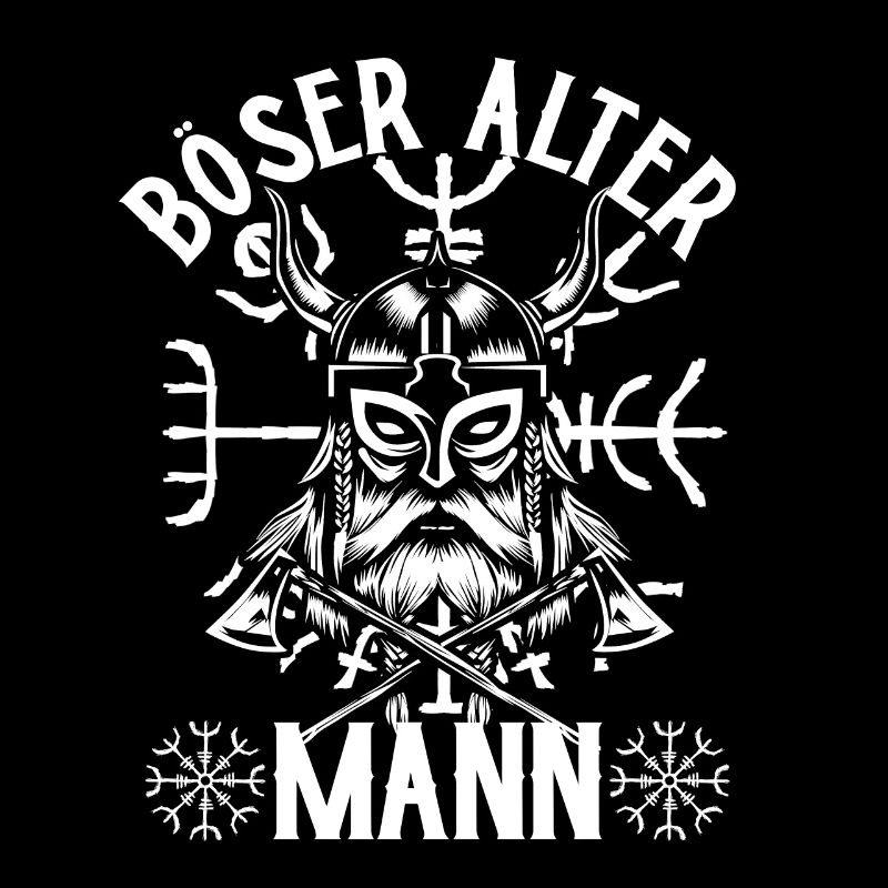 Wikinger Böser alter Mann Spruch mit Runenkompass