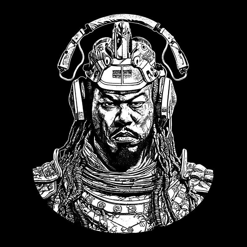 Krieger der Klänge: Urbaner Samurai auf Shirt