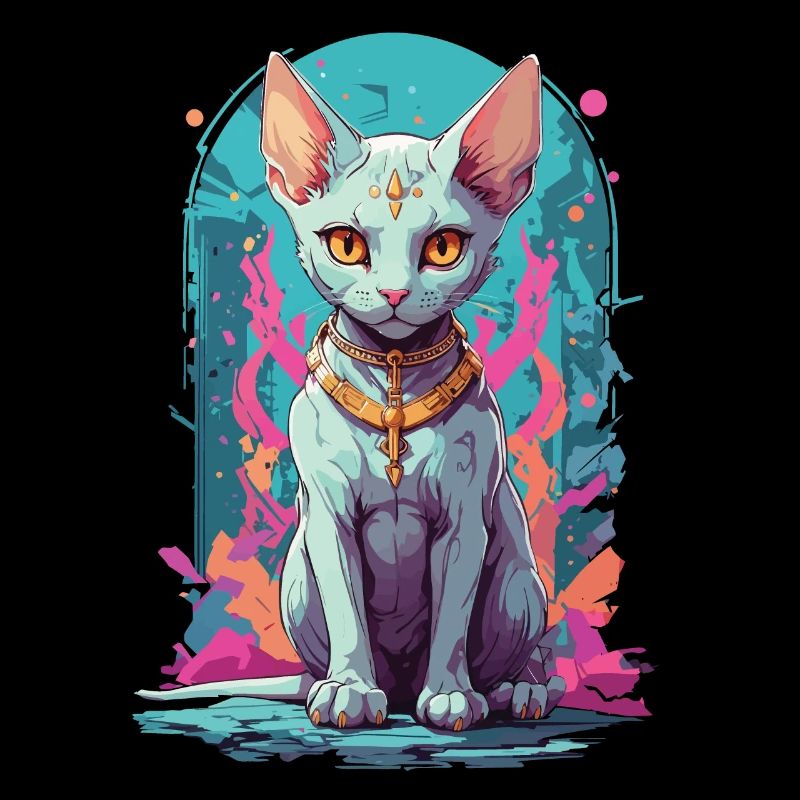 Kawaii Gothique Sphynx Chat Pastel Design Occulte
