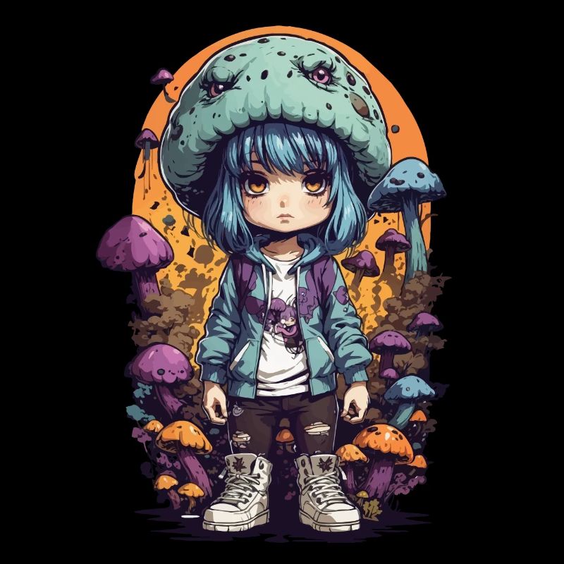 Fantasie Pilz Mädchen Kawaii Goth e-girl