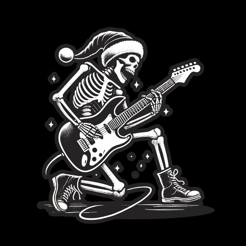 Skelett Weihnachtsrocker Mit E-Gitarre