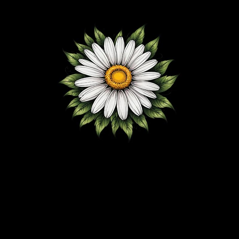 Daisy Bloom mit Blättern