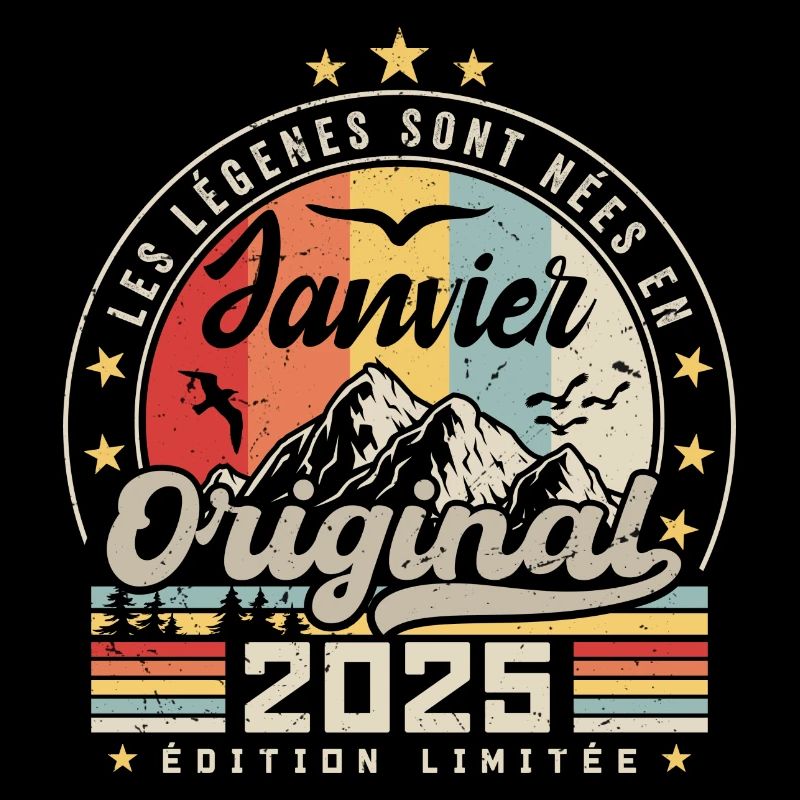 Janvier 2025 Vintage Rétro Anniversaire 2025